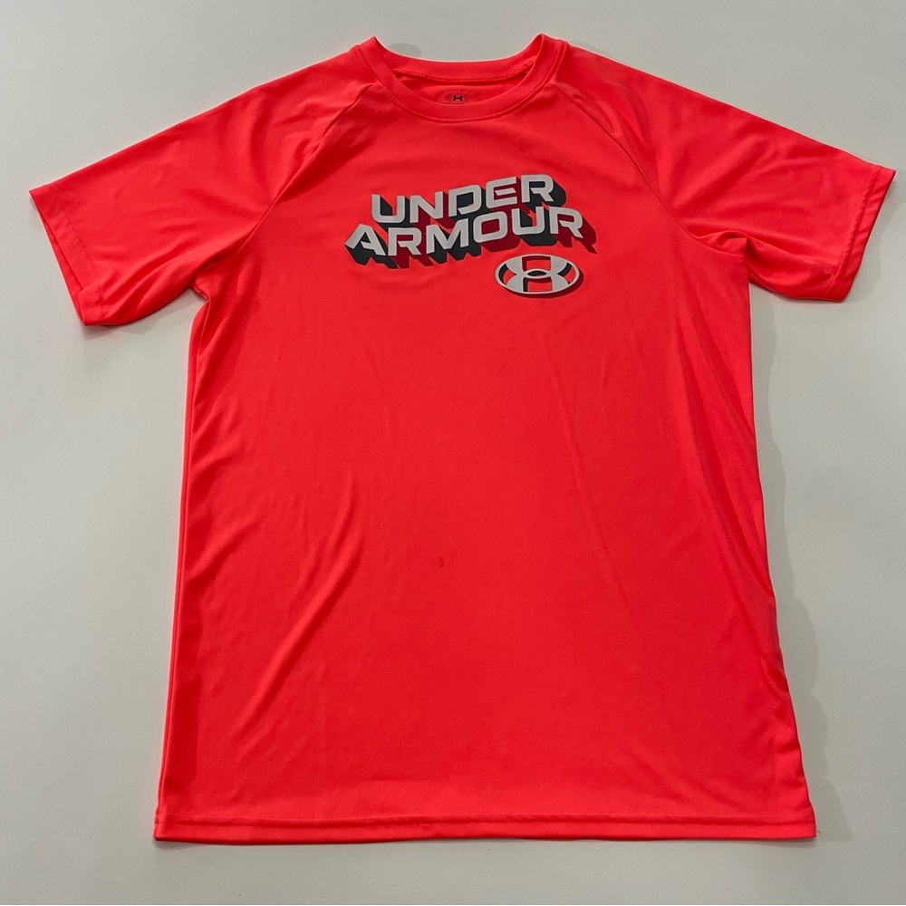 Under Armour Boys Bright Orange Short Sleeve Athletic Shirt, size YXL